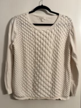 C Knit Preppy Sweater Cream Ivory Size XL Old Money Academia Grannycore Office